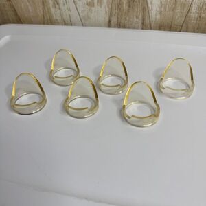 6 Acrylic Plastic Clear Paperweight Stands Vintage Holders Display